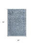5' X 8' Blue And Gray Oriental Washable Area Rug With UV Protection