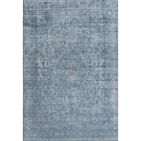 5' X 8' Blue And Gray Oriental Washable Area Rug With UV Protection