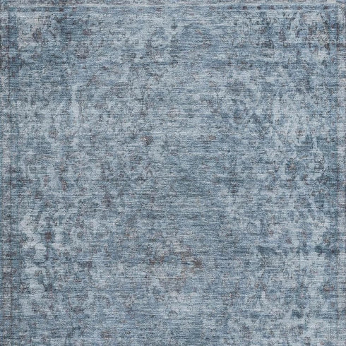 5' X 8' Blue And Gray Oriental Washable Area Rug With UV Protection