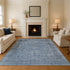 9' X 12' Blue And Gray Oriental Washable Area Rug With UV Protection