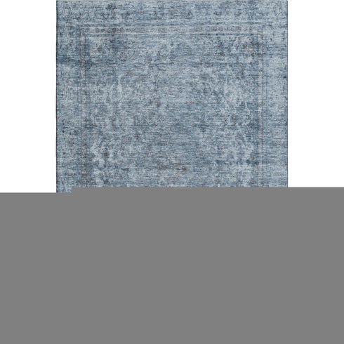 9' X 12' Blue And Gray Oriental Washable Area Rug With UV Protection