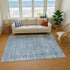 9' X 12' Blue And Gray Oriental Washable Area Rug With UV Protection