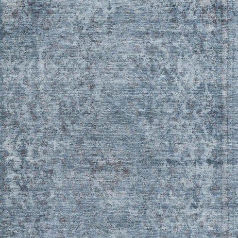 9' X 12' Blue And Gray Oriental Washable Area Rug With UV Protection