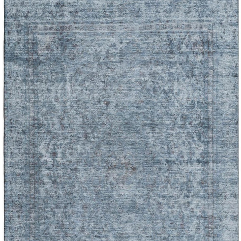 9' X 12' Blue And Gray Oriental Washable Area Rug With UV Protection