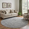 8' Gray And Silver Oriental Washable Round Rug With UV Protection