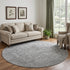 8' Gray And Silver Oriental Washable Round Rug With UV Protection