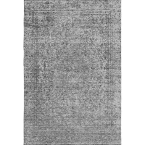 8' X 10' Gray And Silver Oriental Washable Area Rug With UV Protection