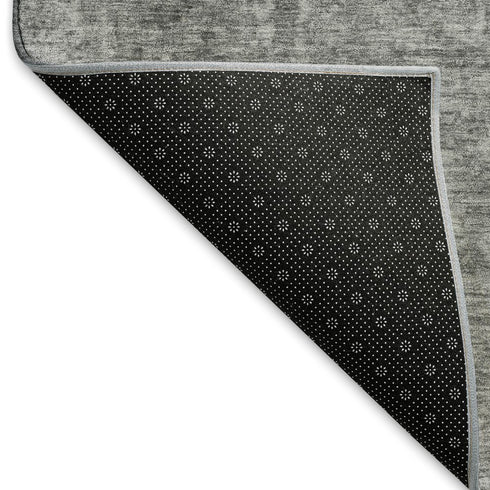 8' X 10' Gray And Silver Oriental Washable Area Rug With UV Protection