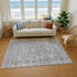 8' X 10' Gray And Silver Oriental Washable Area Rug With UV Protection