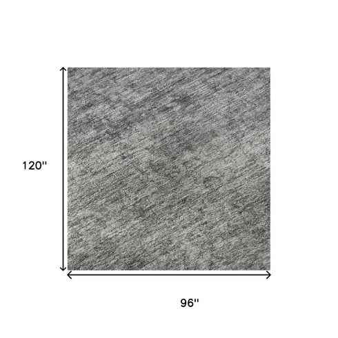 8' X 10' Gray And Silver Oriental Washable Area Rug With UV Protection