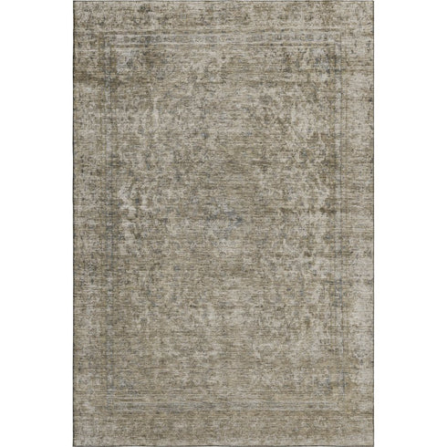 5' X 8' Pewter And Gray Oriental Washable Area Rug With UV Protection