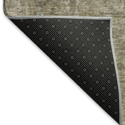 5' X 8' Pewter And Gray Oriental Washable Area Rug With UV Protection