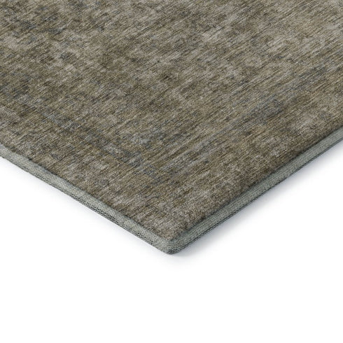 5' X 8' Pewter And Gray Oriental Washable Area Rug With UV Protection