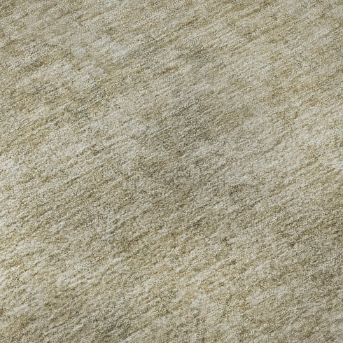 8' Tan And Beige Oriental Washable Round Rug With UV Protection