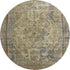 8' Artichoke Green Gold And Gray Floral Medallion Washable Round Rug With UV Protection