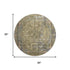 8' Artichoke Green Gold And Gray Floral Medallion Washable Round Rug With UV Protection
