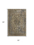 5' X 8' Brown Gray And Silver Floral Medallion Washable Area Rug With UV Protection