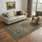 5' X 8' Brown Gray And Silver Floral Medallion Washable Area Rug With UV Protection