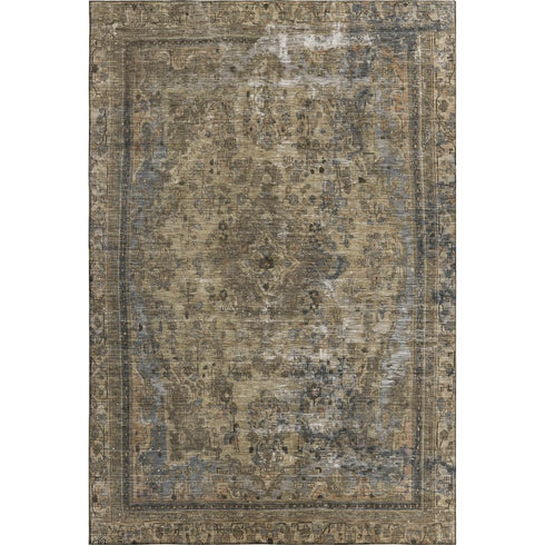 5' X 8' Brown Gray And Silver Floral Medallion Washable Area Rug With UV Protection