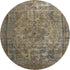 8' Brown Gray And Silver Floral Medallion Washable Round Rug With UV Protection