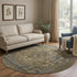 8' Brown Gray And Silver Floral Medallion Washable Round Rug With UV Protection