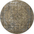8' Brown Gray And Silver Floral Medallion Washable Round Rug With UV Protection
