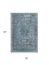 5' X 8' Blue Gray And Silver Floral Medallion Washable Area Rug With UV Protection