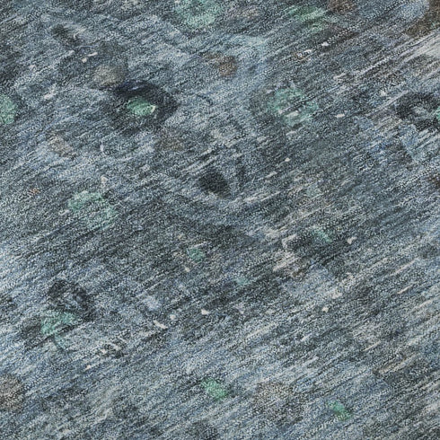 5' X 8' Blue Gray And Silver Floral Medallion Washable Area Rug With UV Protection