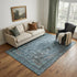 5' X 8' Blue Gray And Silver Floral Medallion Washable Area Rug With UV Protection