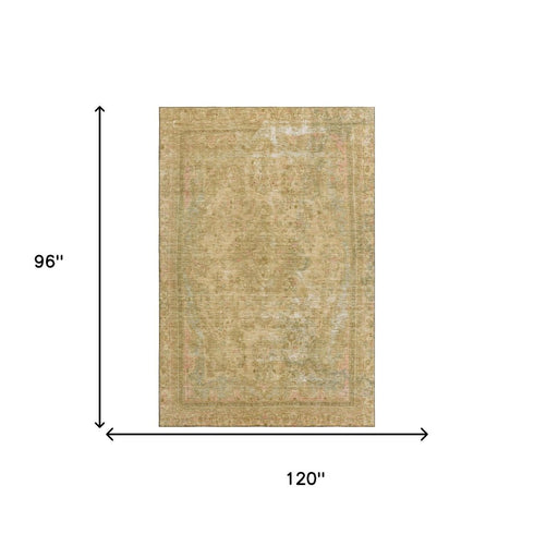 8' X 10' Coral And Beige Floral Medallion Washable Area Rug With UV Protection