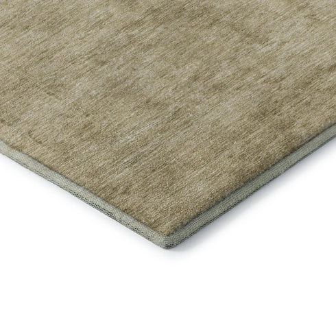 5' X 8' Beige And Taupe Oriental Washable Area Rug With UV Protection