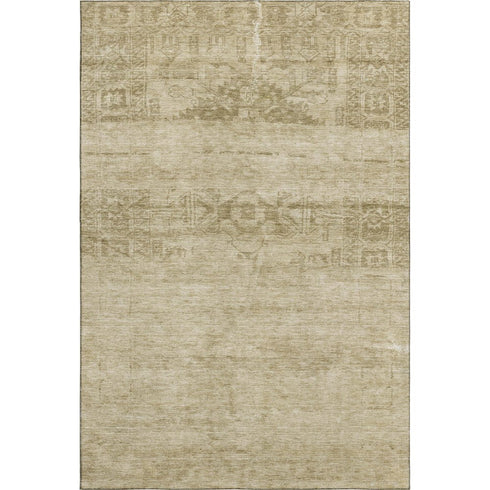 8' X 10' Beige And Taupe Oriental Washable Area Rug With UV Protection