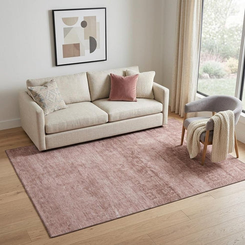 5' X 8' Blush And Pink Oriental Washable Area Rug With UV Protection