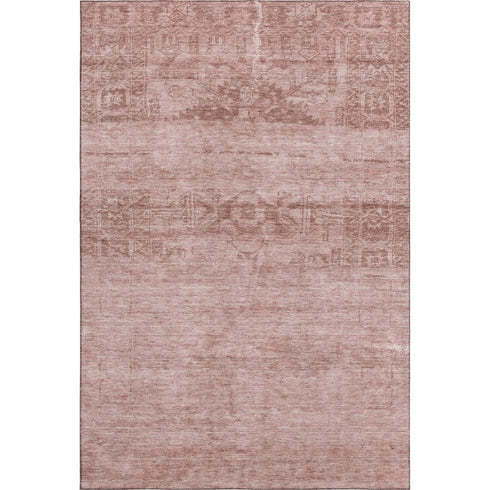 8' X 10' Blush And Pink Oriental Washable Area Rug With UV Protection