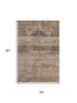 5' X 8' Brown And Taupe Oriental Washable Area Rug With UV Protection
