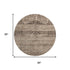 8' Brown And Taupe Oriental Washable Round Rug With UV Protection