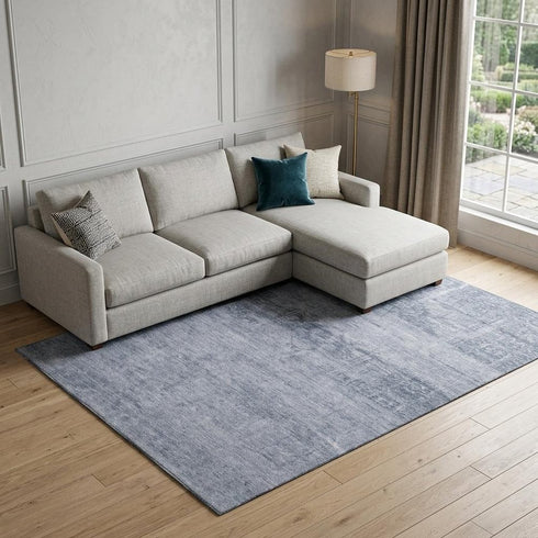 9' X 12' Denim Blue And Sky Blue Oriental Washable Area Rug With UV Protection