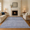 9' X 12' Denim Blue And Sky Blue Oriental Washable Area Rug With UV Protection