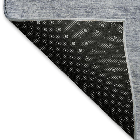 9' X 12' Denim Blue And Sky Blue Oriental Washable Area Rug With UV Protection