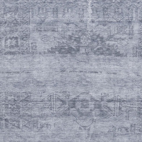9' X 12' Denim Blue And Sky Blue Oriental Washable Area Rug With UV Protection