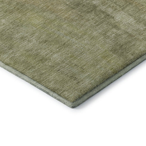 8' X 10' Artichoke Green And Copper Abstract Washable Area Rug With UV Protection
