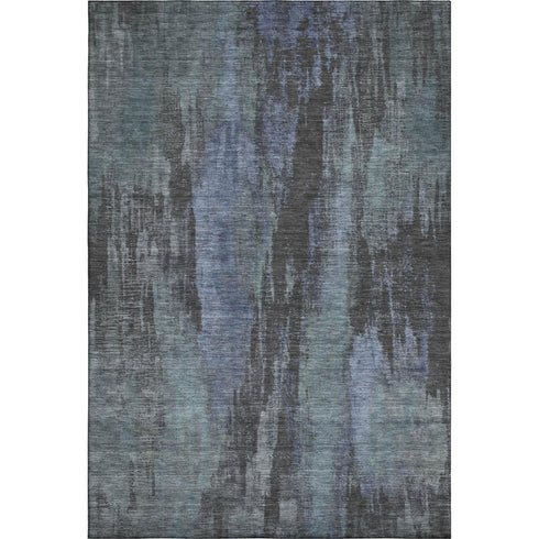5' X 8' Blue Charcoal And Gray Abstract Washable Area Rug With UV Protection
