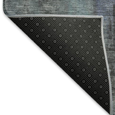 5' X 8' Blue Charcoal And Gray Abstract Washable Area Rug With UV Protection