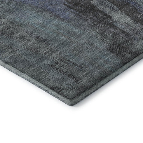 5' X 8' Blue Charcoal And Gray Abstract Washable Area Rug With UV Protection