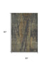 5' X 8' Charcoal Gold And Copper Abstract Washable Area Rug With UV Protection