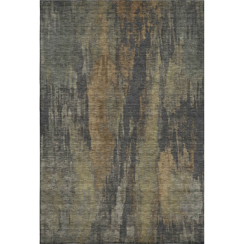 5' X 8' Charcoal Gold And Copper Abstract Washable Area Rug With UV Protection