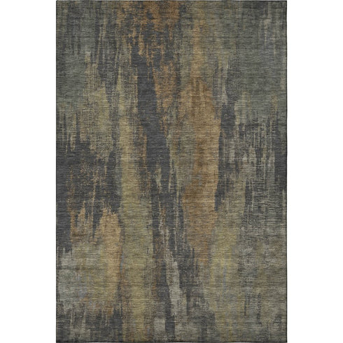 5' X 8' Charcoal Gold And Copper Abstract Washable Area Rug With UV Protection