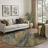 8' Charcoal Gold And Copper Abstract Washable Round Rug With UV Protection