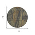 8' Charcoal Gold And Copper Abstract Washable Round Rug With UV Protection