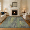 8' X 10' Green Gray And Gold Abstract Washable Area Rug With UV Protection